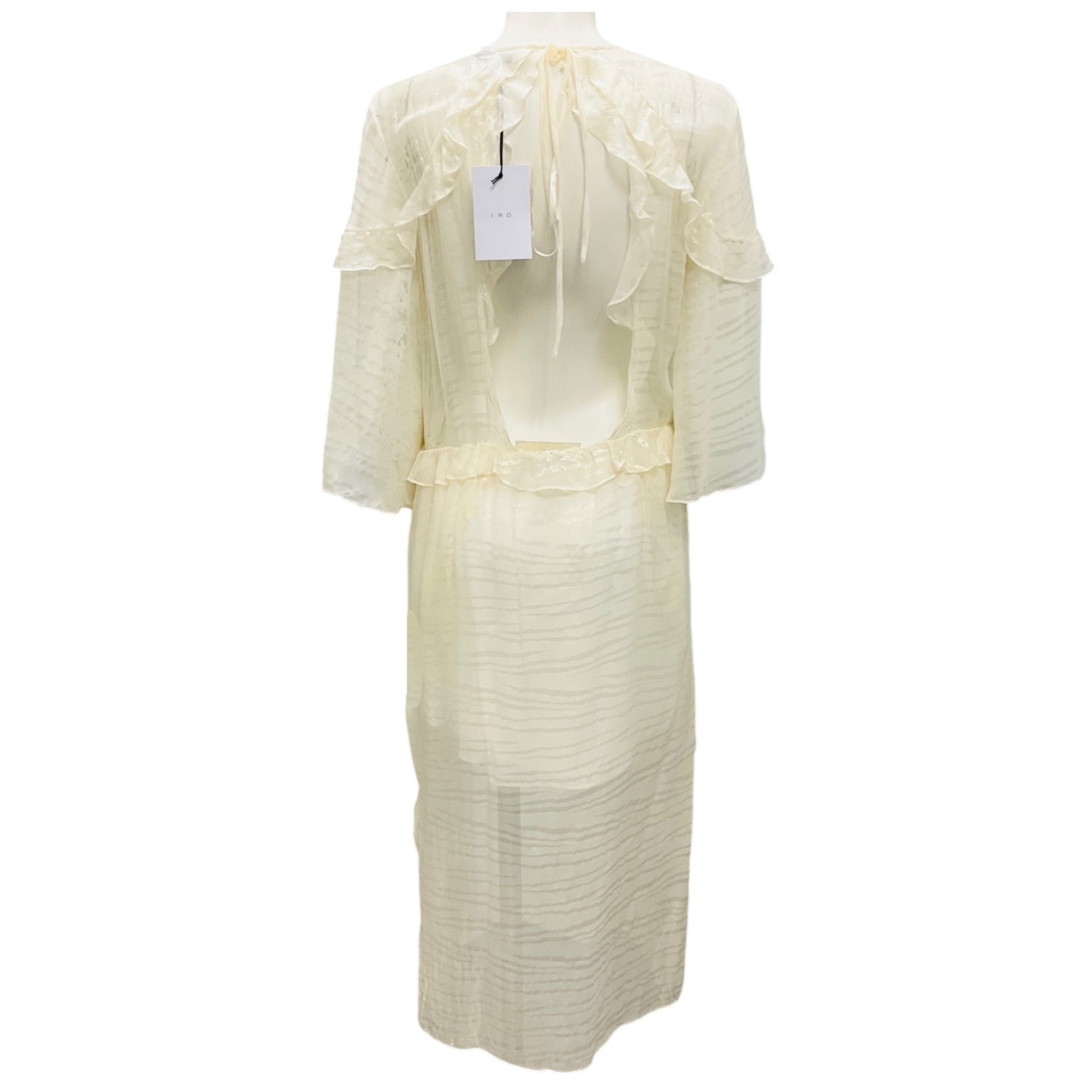 Iro Ivory Eolla Open Back Ruffled Jacquard Midi Dress