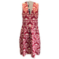 Load image into Gallery viewer, Oscar de la Renta Red / Ivory Ikat Print Cotton Dress
