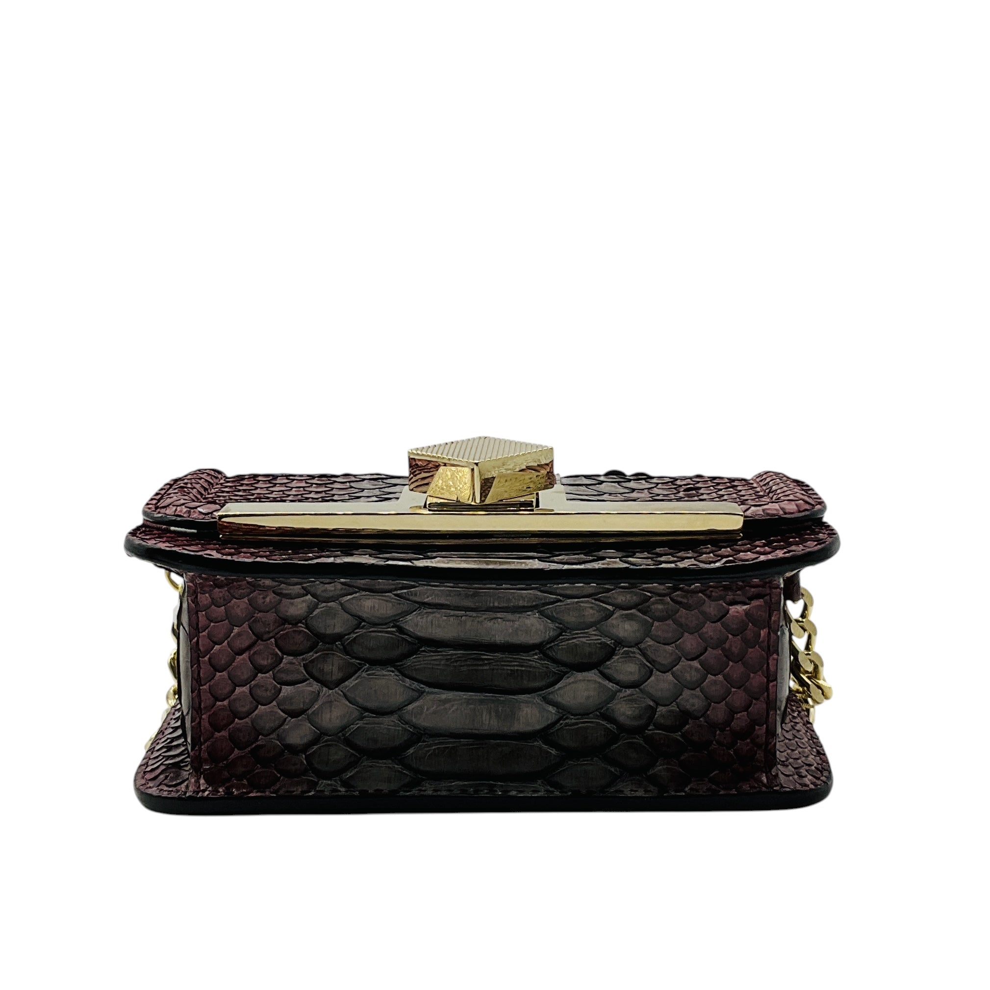 Kiton Purple Ombre Effect Python Skin Leather Crossbody Evening Bag