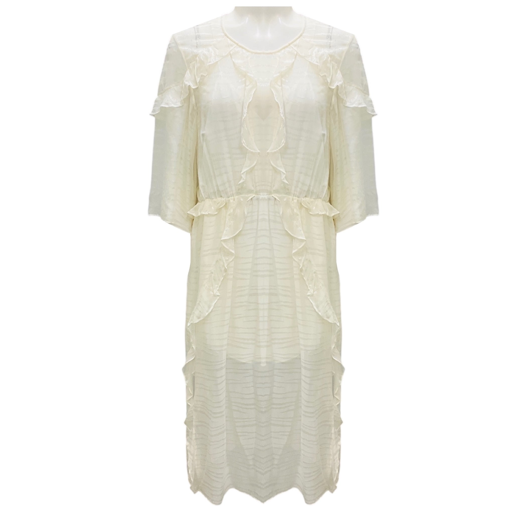Iro Ivory Eolla Open Back Ruffled Jacquard Midi Dress