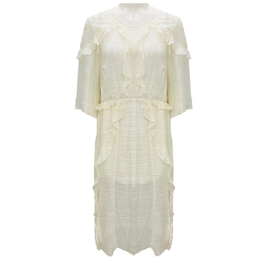 Iro Ivory Eolla Open Back Ruffled Jacquard Midi Dress