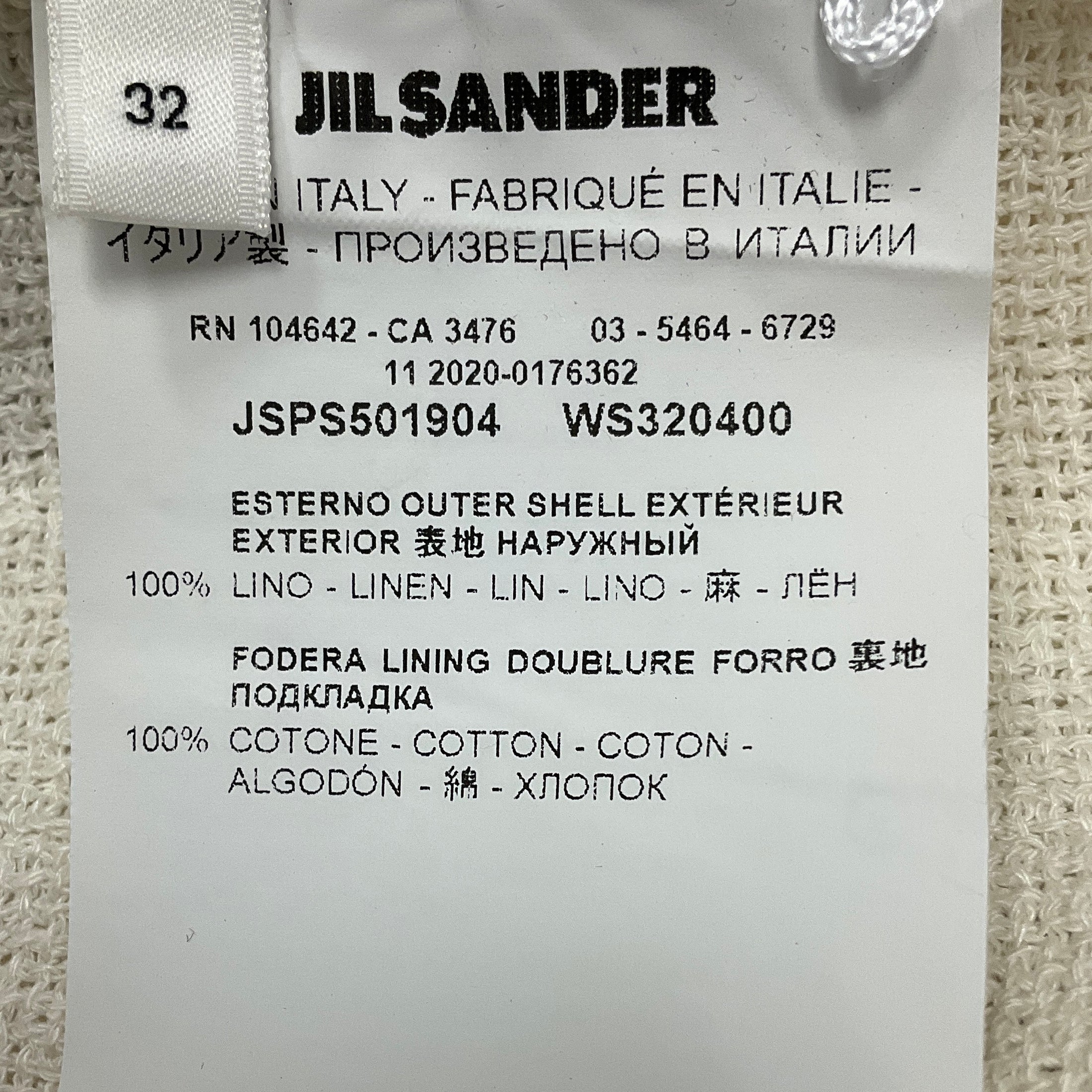 Jil Sander Ivory Zip Front Sleeveless Linen Midi Dress