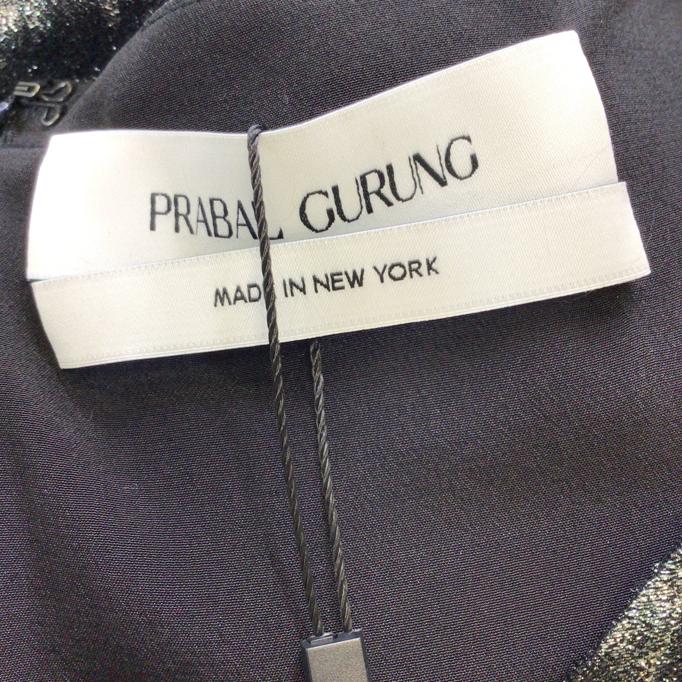 Prabal Gurung Black / Silver Metallic Flared Midi Dress