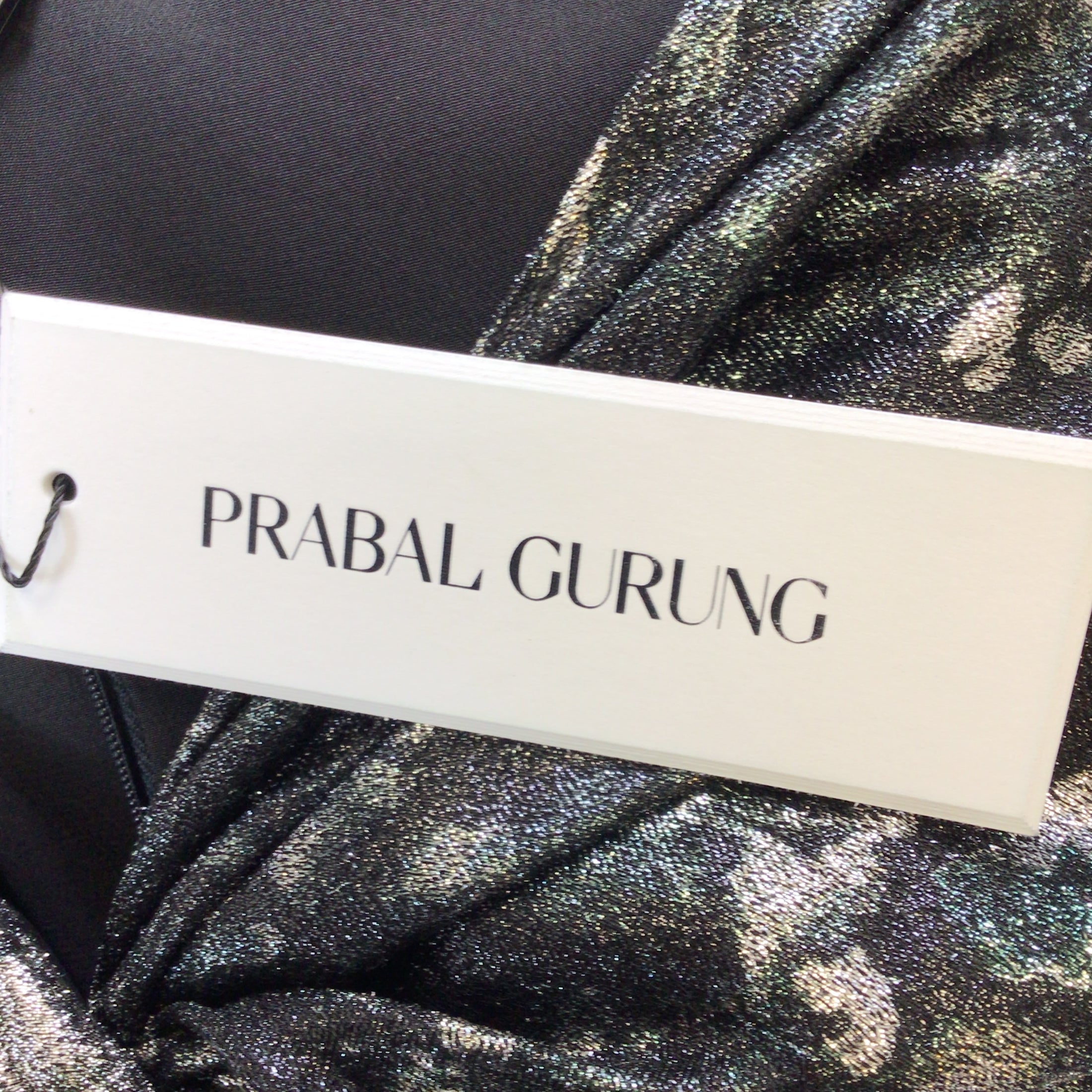 Prabal Gurung Black / Silver Metallic Flared Midi Dress
