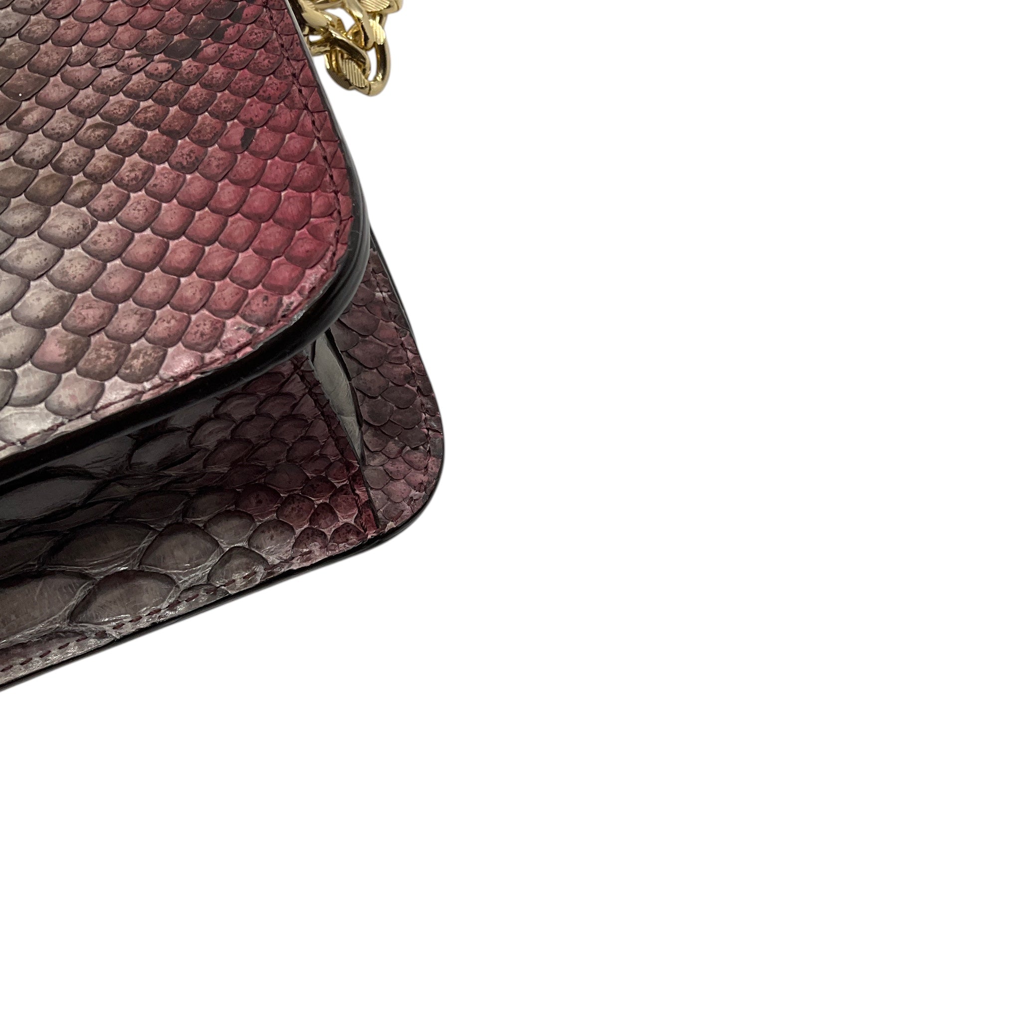 Kiton Purple Ombre Effect Python Skin Leather Crossbody Evening Bag