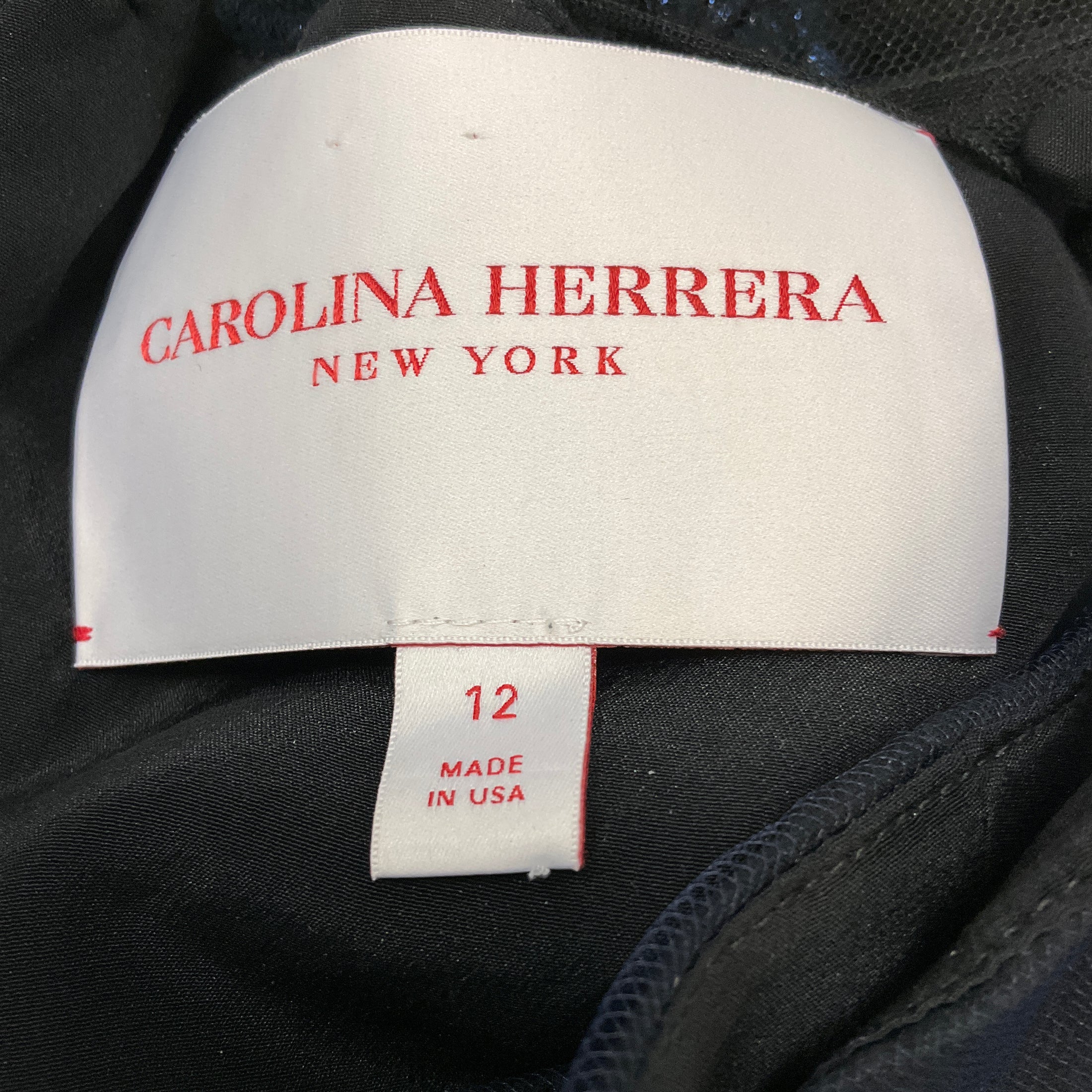 Carolina Herrera Navy Embellished Tulle Midi Gown