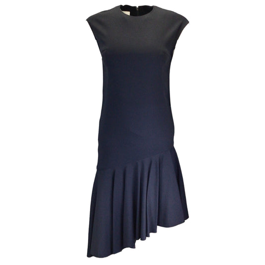 Akris Punto Navy Blue Asymmetric Hem Jersey Flounce Dress