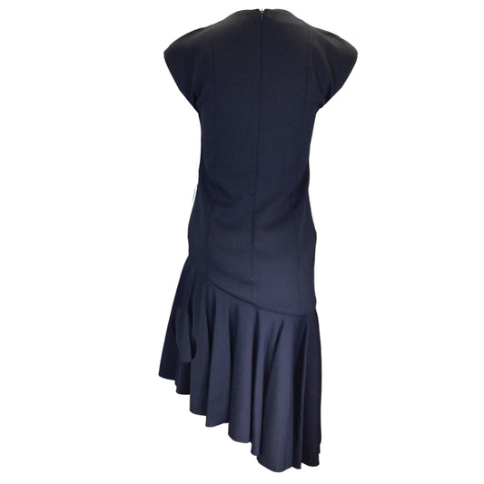 Akris Punto Navy Blue Asymmetric Hem Jersey Flounce Dress