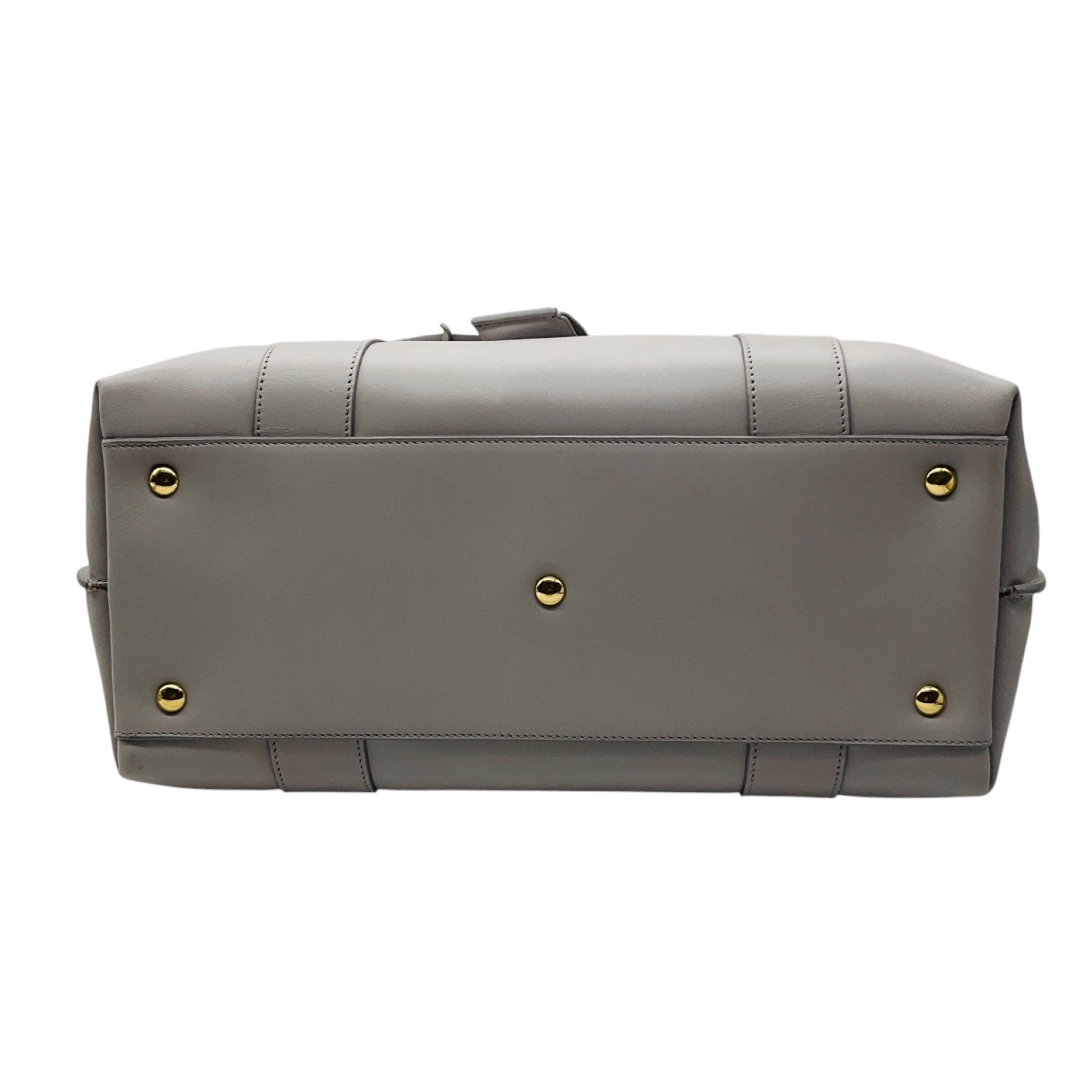 Salvatore Ferragamo Light Grey Leather Sookie Double Top Handle Tote Bag