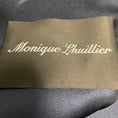 Load image into Gallery viewer, Monique Lhuillier Navy Blue Short Sleeved Silk Satin Maxi Dress with Rhinestone Belt
