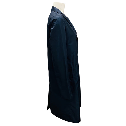 Jil Sander Navy Blue Button Front Mid Length Taffeta Coat