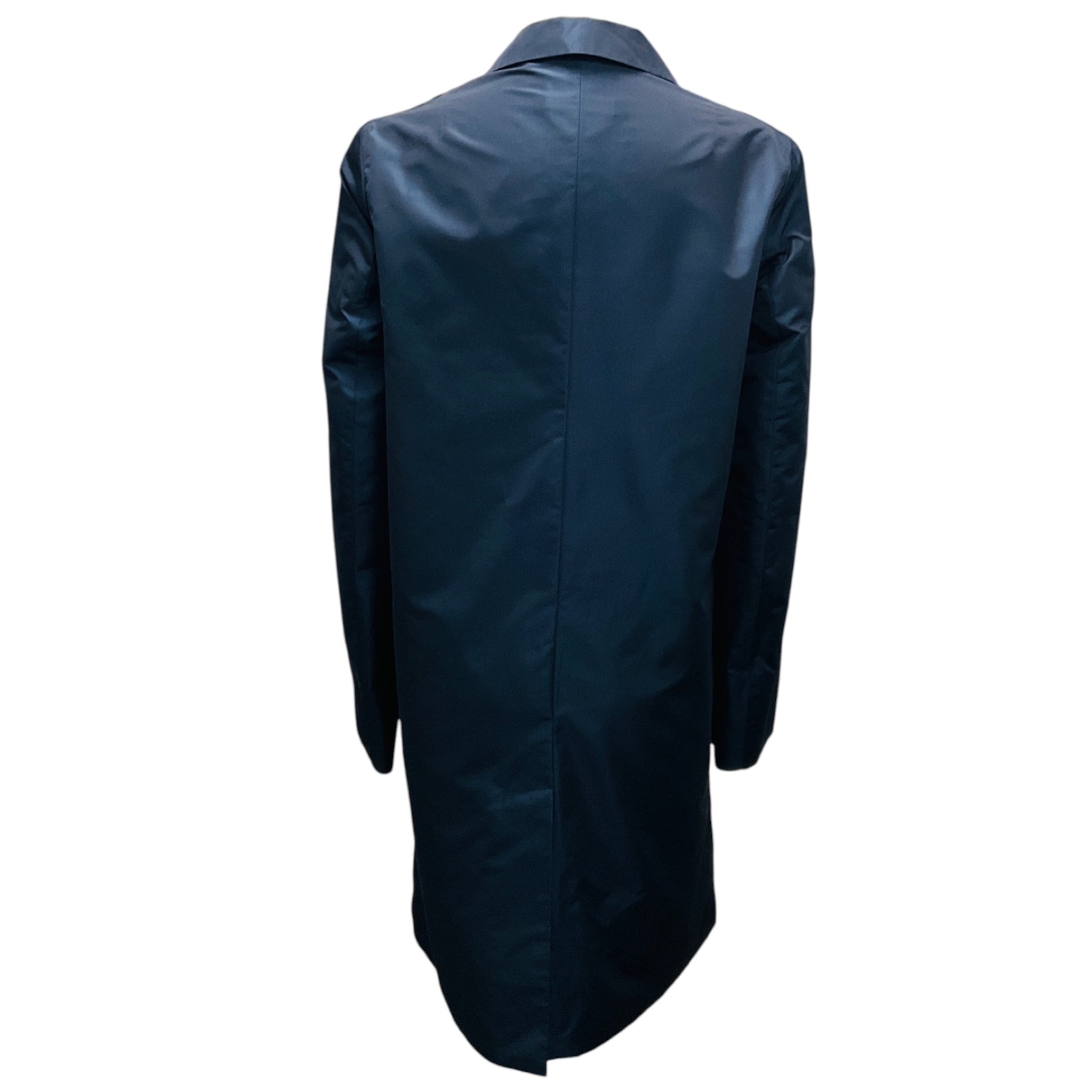 Jil Sander Navy Blue Button Front Mid Length Taffeta Coat