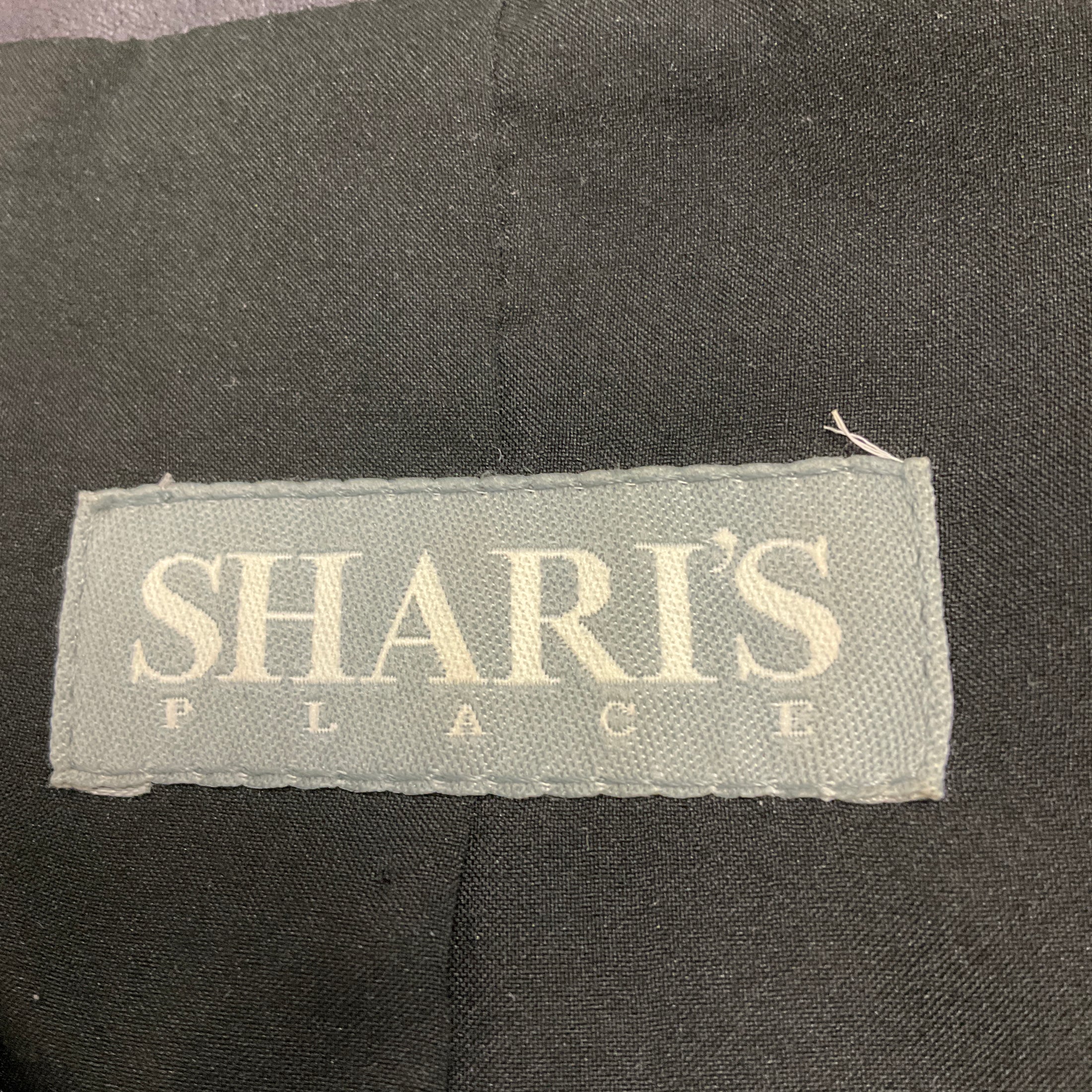 Shari's Place Navy Stretch Leather Peplum Jacket