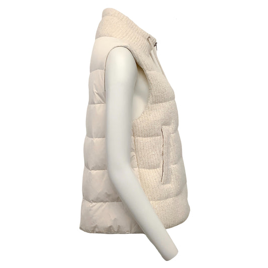 Peserico White Shimmer Knitted Puffer Vest