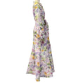 Load image into Gallery viewer, Badgley Mischka Lilac Multi Floral Taffeta Maxi Dress with Tie Belt
