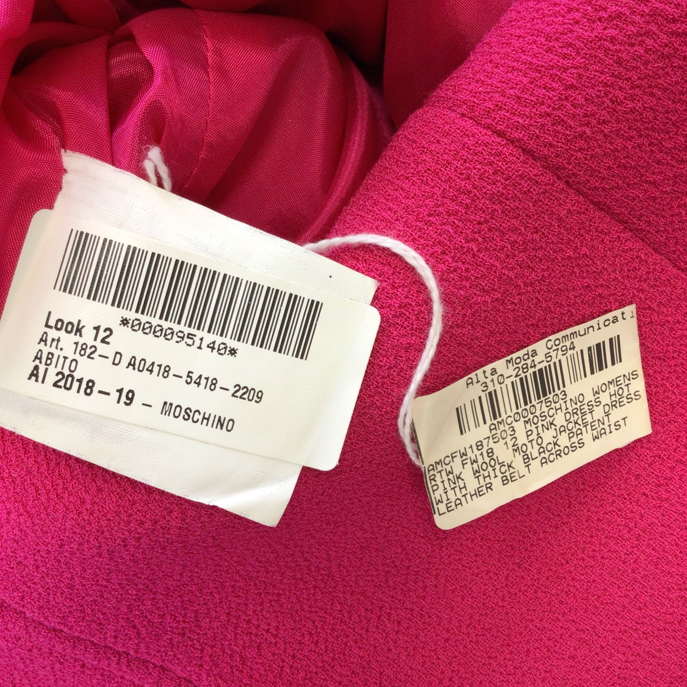 Moschino Couture Hot Pink 2018 Wool Moto Jacket Dress