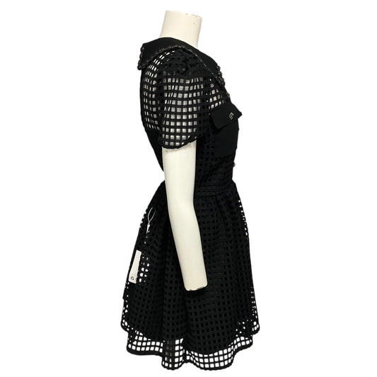 Self-Portrait Black Grid Lace Mini Dress