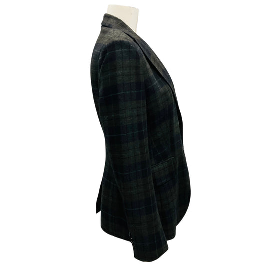 Kiton Green / Black Plaid Silk Lined Cashmere Blazer