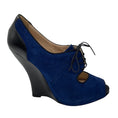 Load image into Gallery viewer, Giorgio Armani Blue / Black Suede and Leather Open Toe Heels

