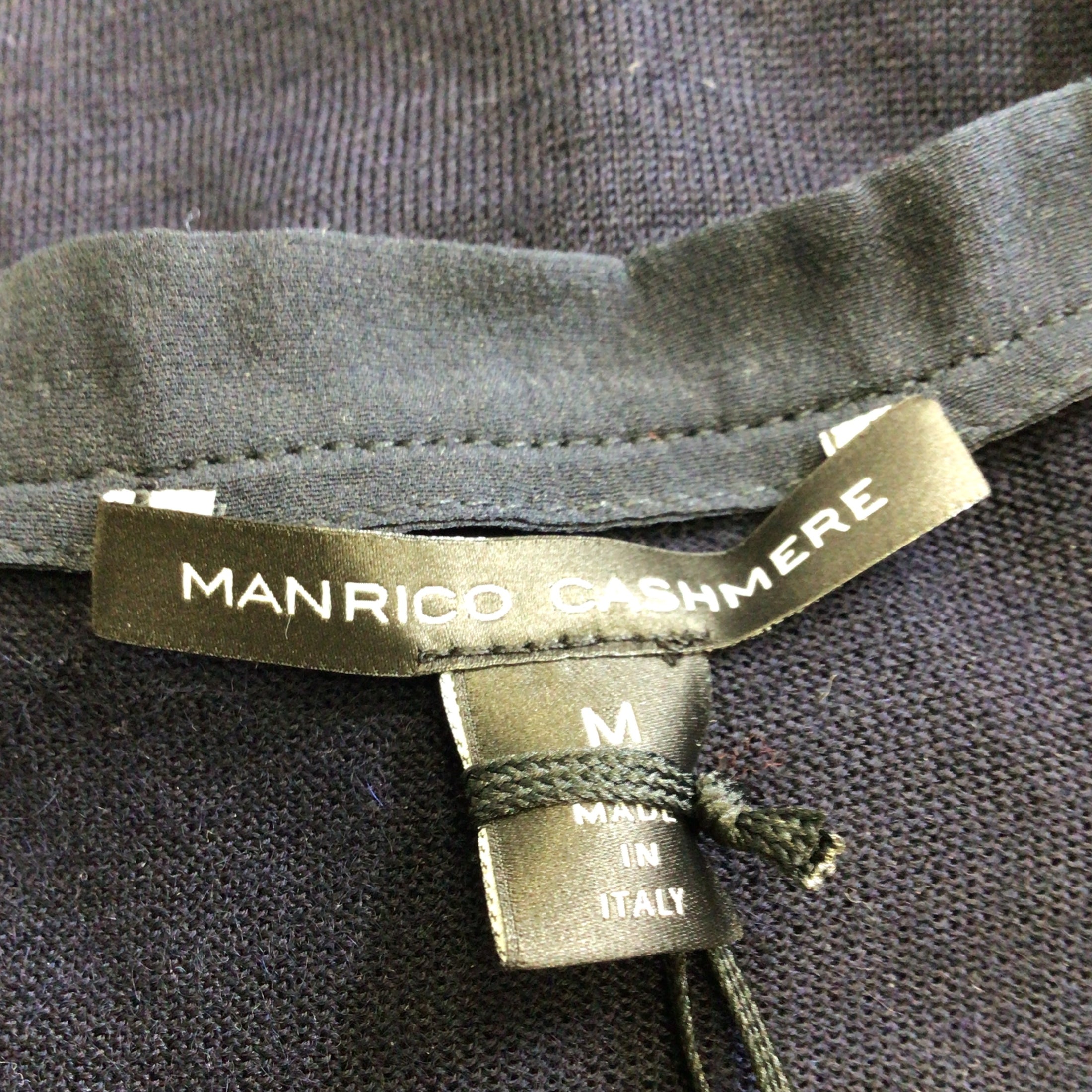 Manrico Cashmere Navy Blue Long Sleeved Cashmere Knit Midi Dress