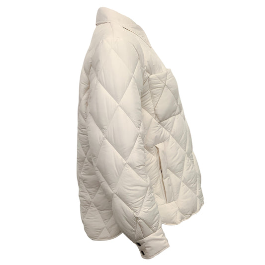 Peserico White Quilted Shacket with Monili Detail