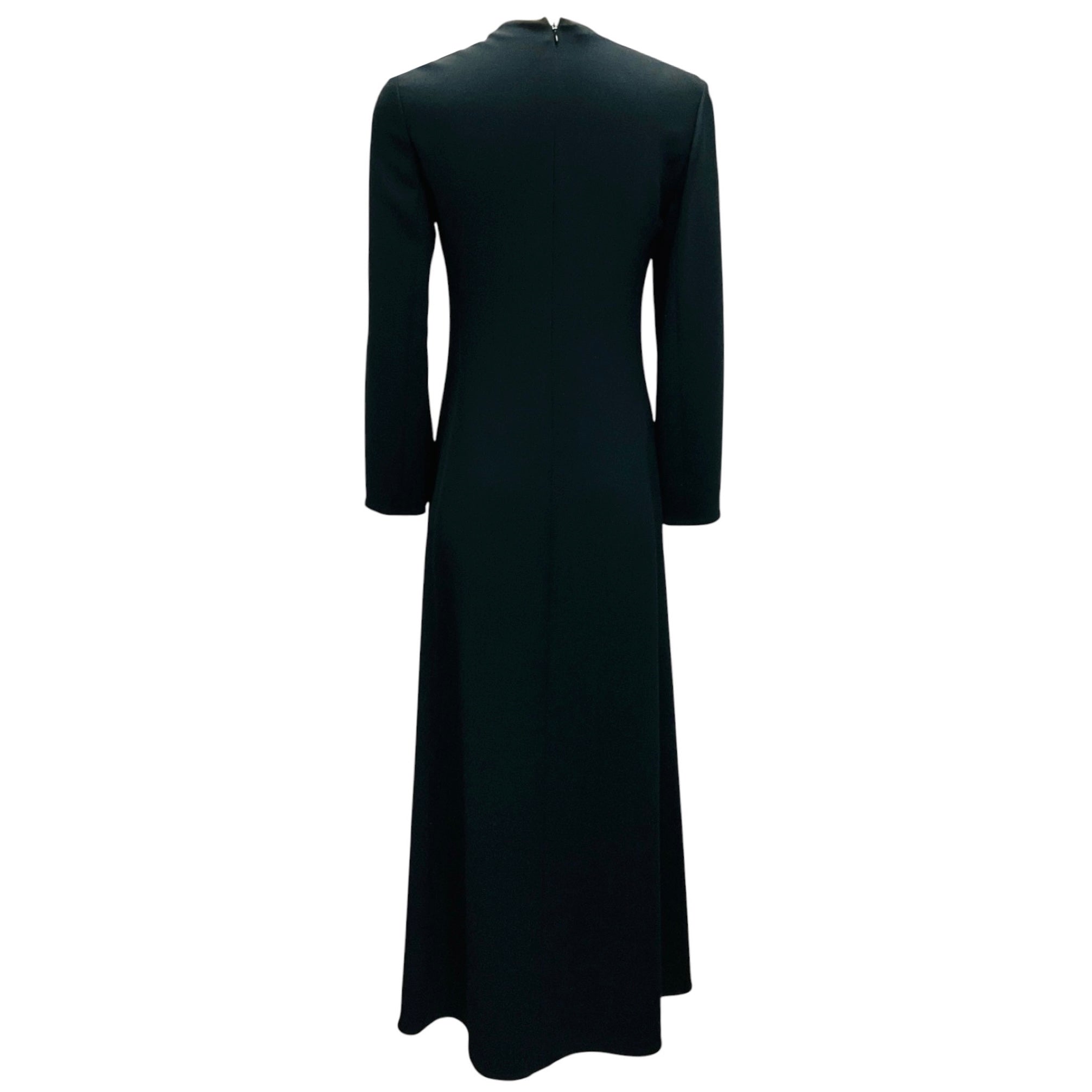 Calvin Klein Collection Black Long Sleeved Crepe Maxi Evening Dress