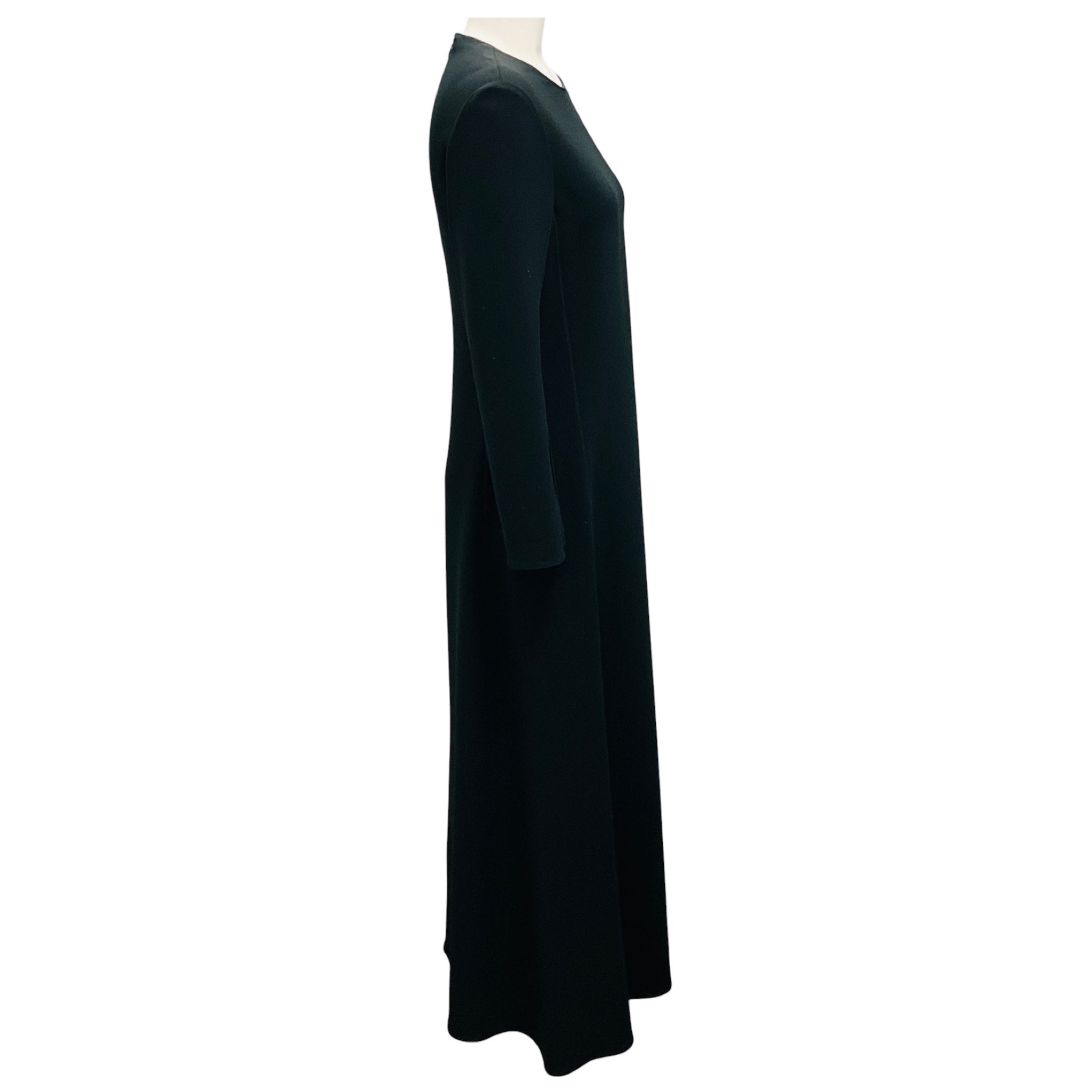 Calvin Klein Collection Black Long Sleeved Crepe Maxi Evening Dress