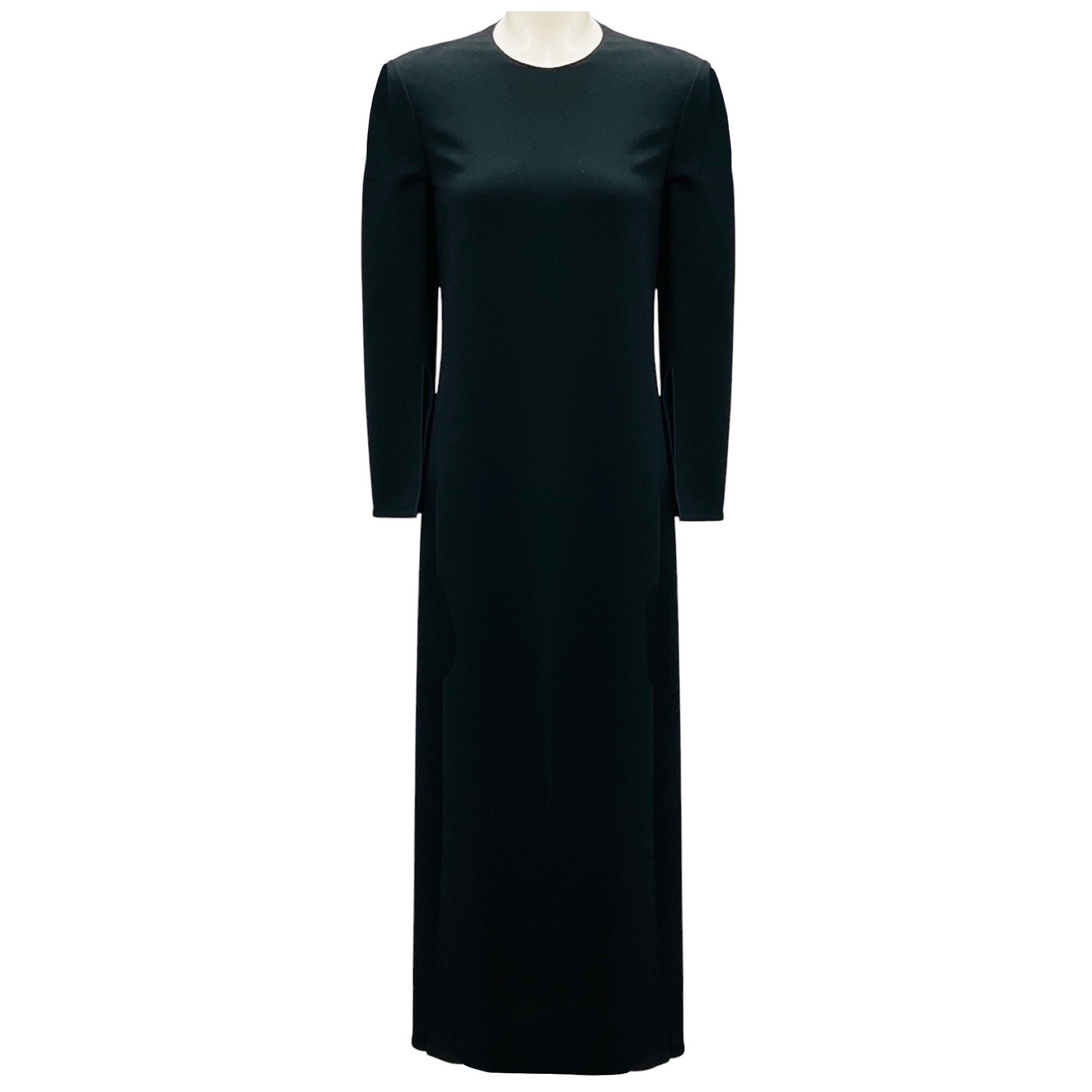 Calvin Klein Collection Black Long Sleeved Crepe Maxi Evening Dress