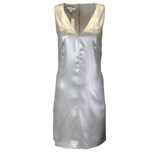 Narciso Rodriguez Silver Metallic Sleeveless Silk Satin Dress in Mercury
