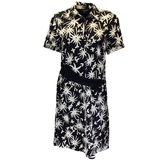 Lanvin River Black / White Printed Short Sleeved Midi Dress