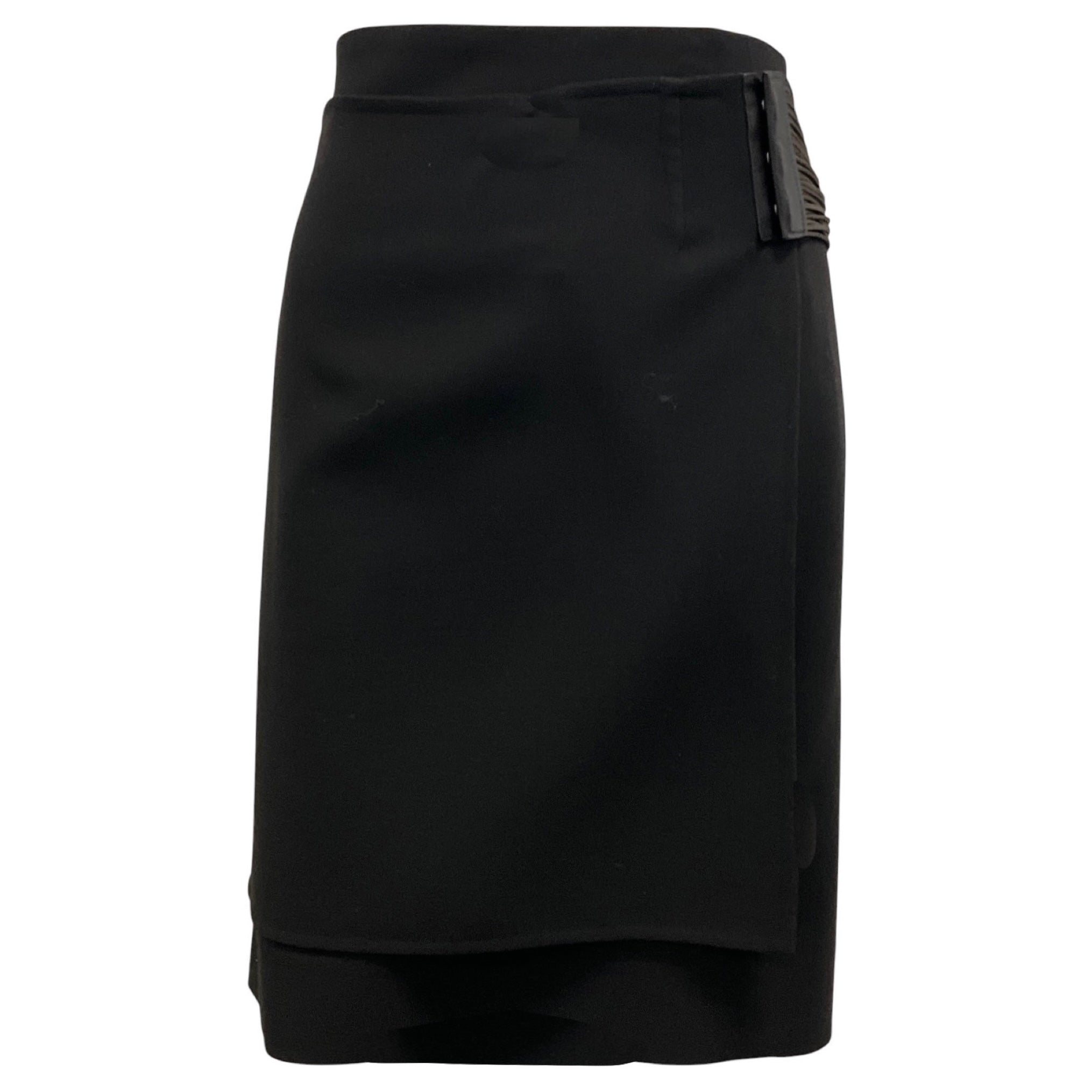 Akris Dark Brown Layered Wool Skirt