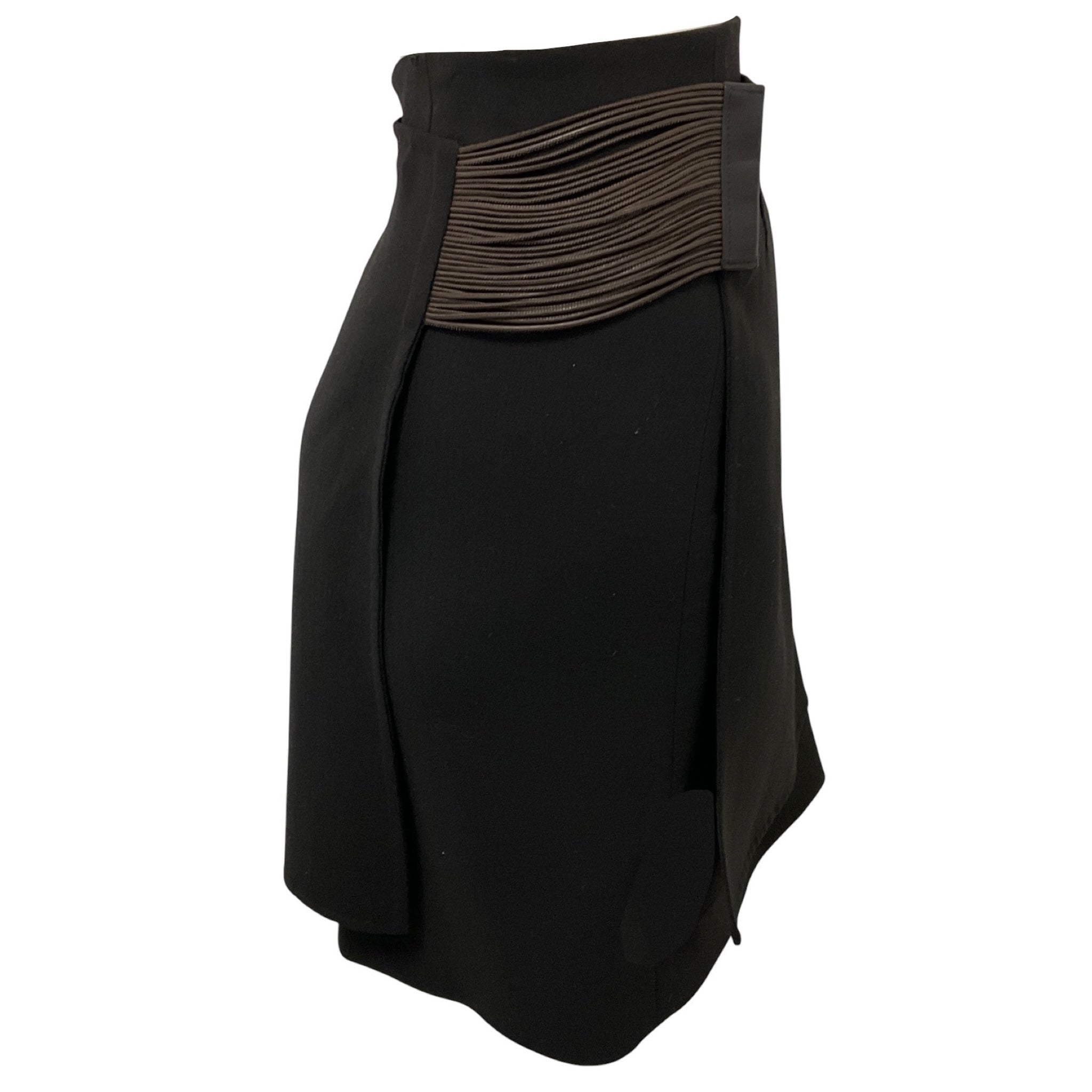 Akris Dark Brown Layered Wool Skirt
