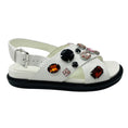 Load image into Gallery viewer, Marni White Multi Crystal Embellished Grained Leather Cross Strap Slingback Sandals
