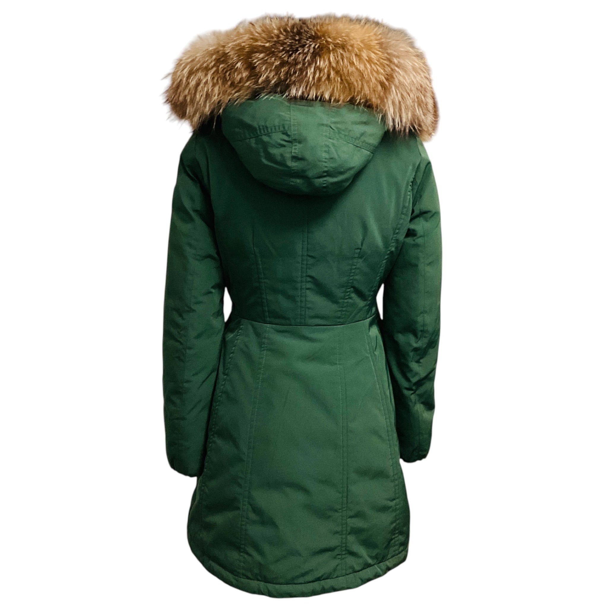 Moncler Olive Green Aredhel Down Puffer Parka Coat with Fox Fur Trim