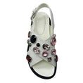 Load image into Gallery viewer, Marni White Multi Crystal Embellished Grained Leather Cross Strap Slingback Sandals
