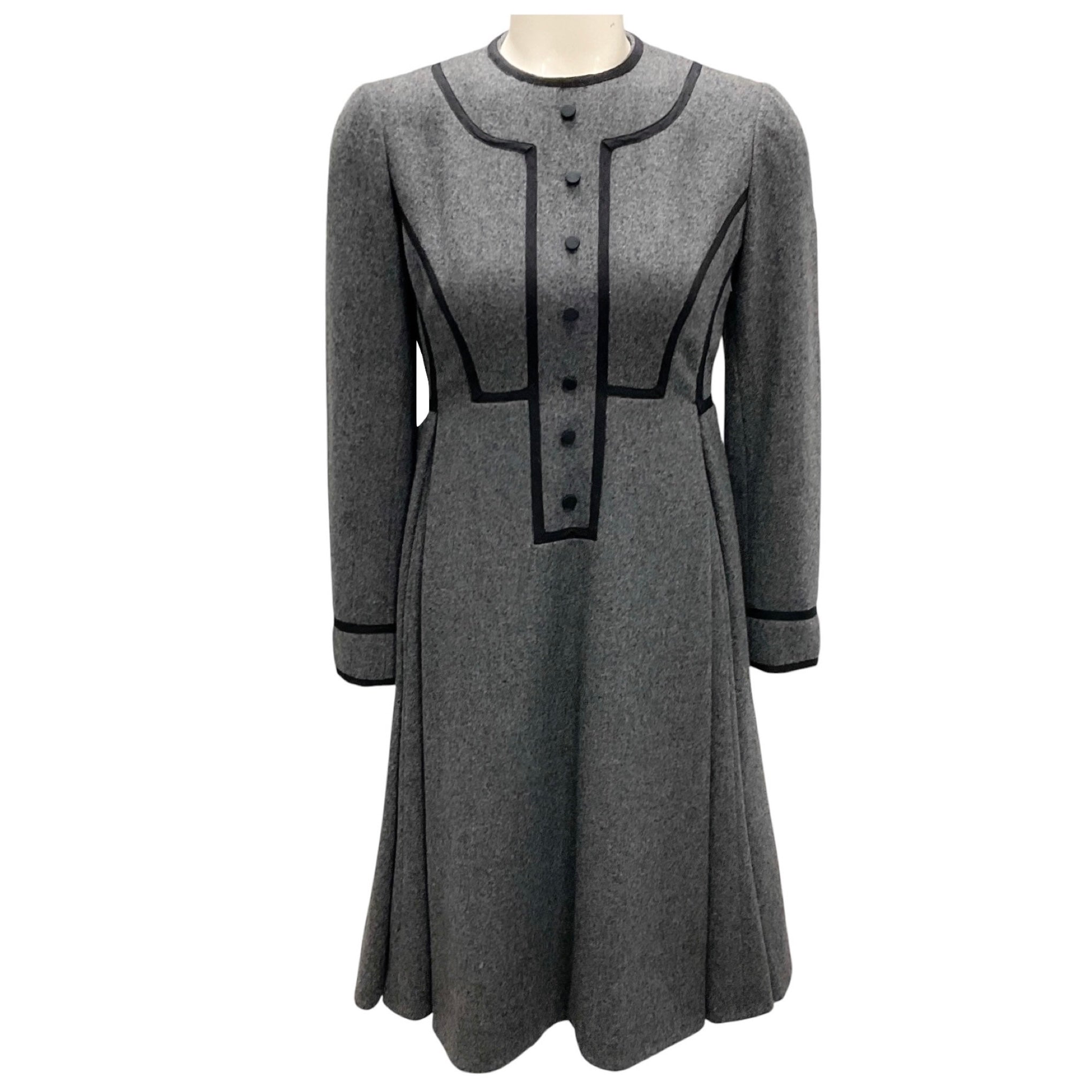 Geoffrey Beene Vintage Grey Flared Wool Dress