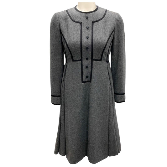 Geoffrey Beene Vintage Grey Flared Wool Dress