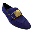 Load image into Gallery viewer, Tod's Purple / Gold Buckle Suede Loafers Flats
