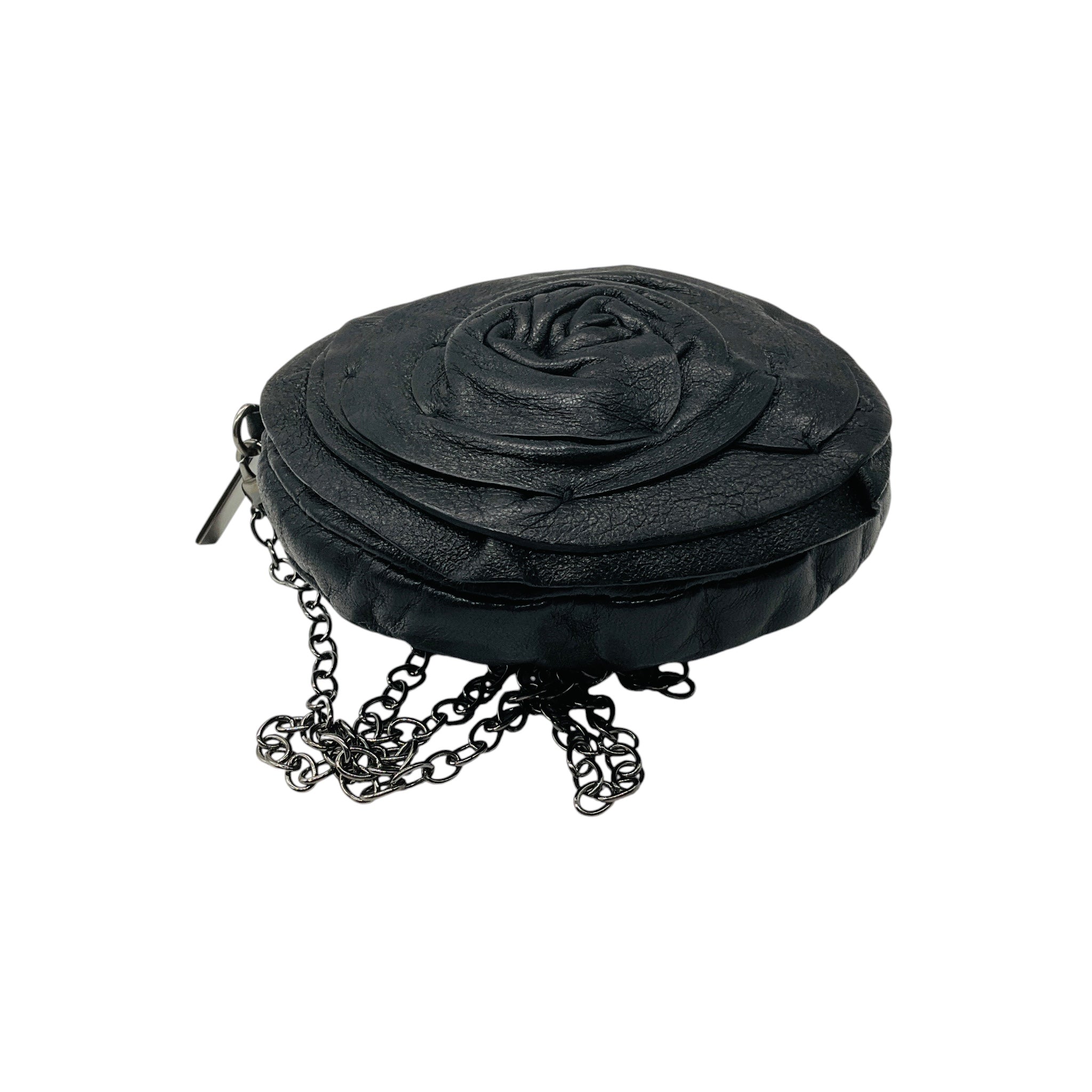 Valentino Black Rosette Leather Crossbody Mini Bag