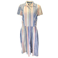 Load image into Gallery viewer, Oscar de la Renta Blue / White / Red Striped Short Sleeved Button-down Cotton Shirt Dress
