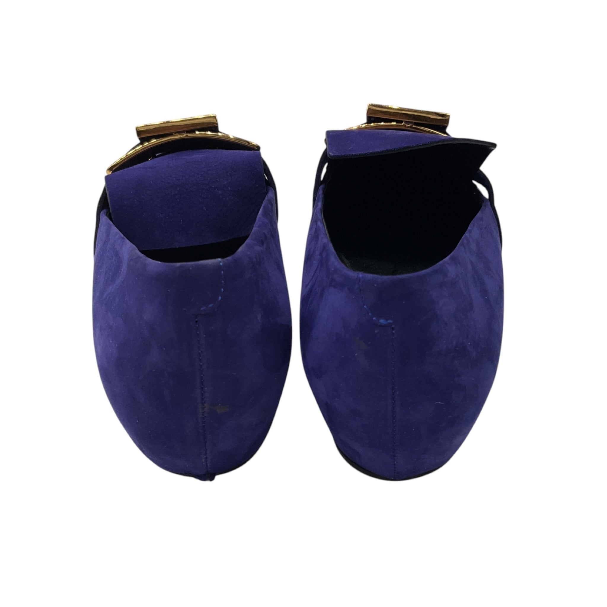 Tod's Purple / Gold Buckle Suede Loafers Flats
