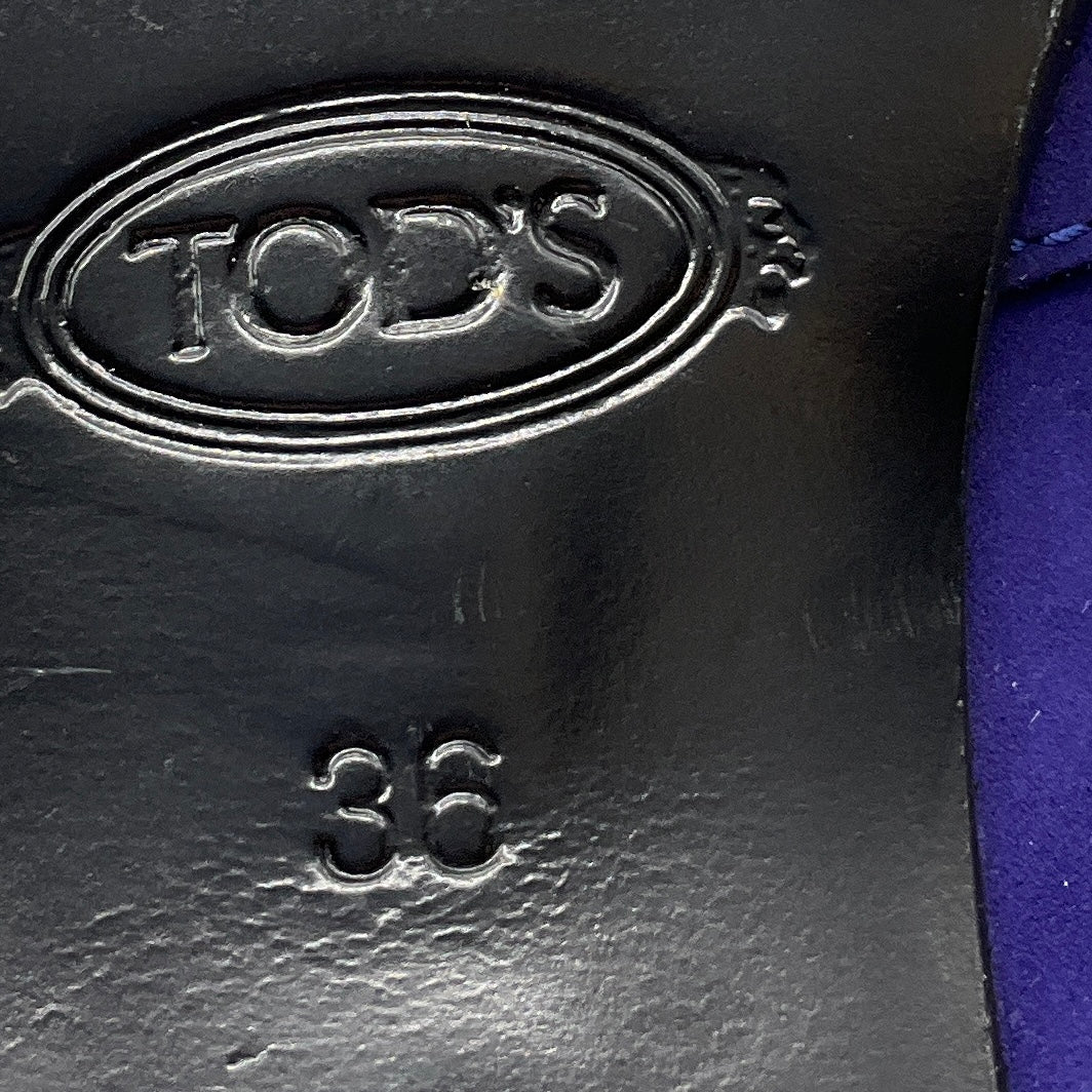 Tod's Purple / Gold Buckle Suede Loafers Flats