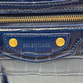 Load image into Gallery viewer, Balenciaga Navy Blue Croc Embossed Small Neo Classic City Satchel
