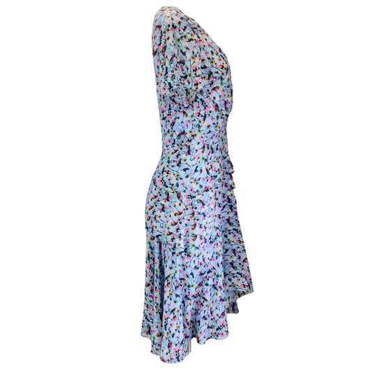 Jason Wu Light Blue Multi Floral Printed Short Sleeved Silk Dress