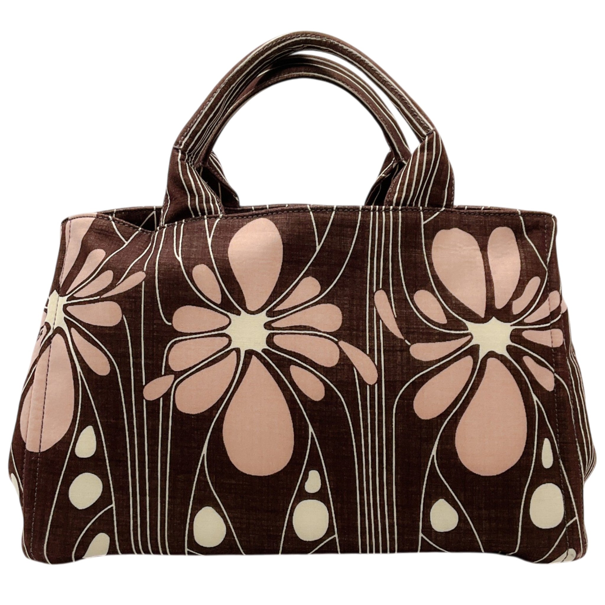 Prada Brown / Pink Canvas Tessuto Stampata Tote Bag