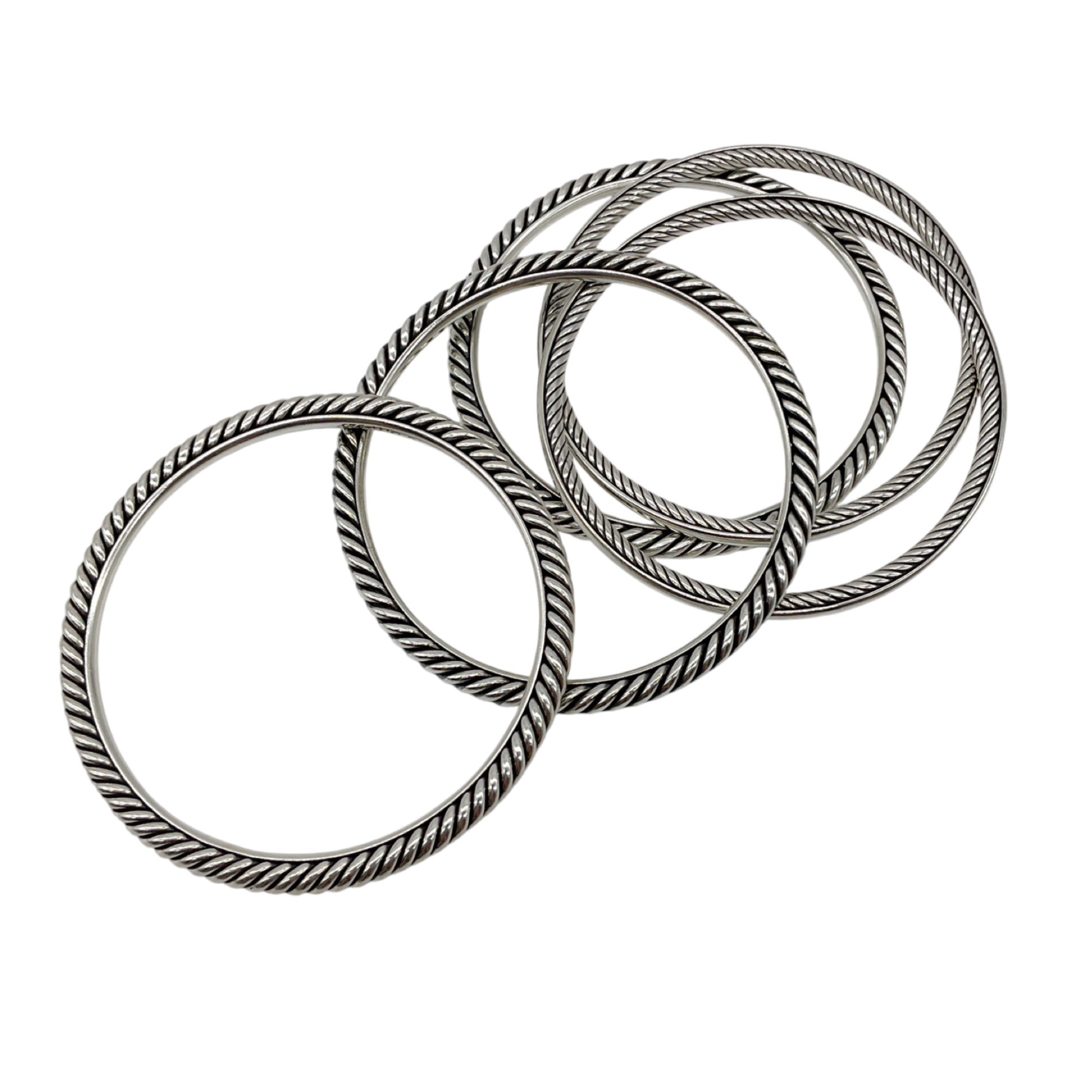 David Yurman Sterling Silver Cable Bangle Bracelet (Set of 5)