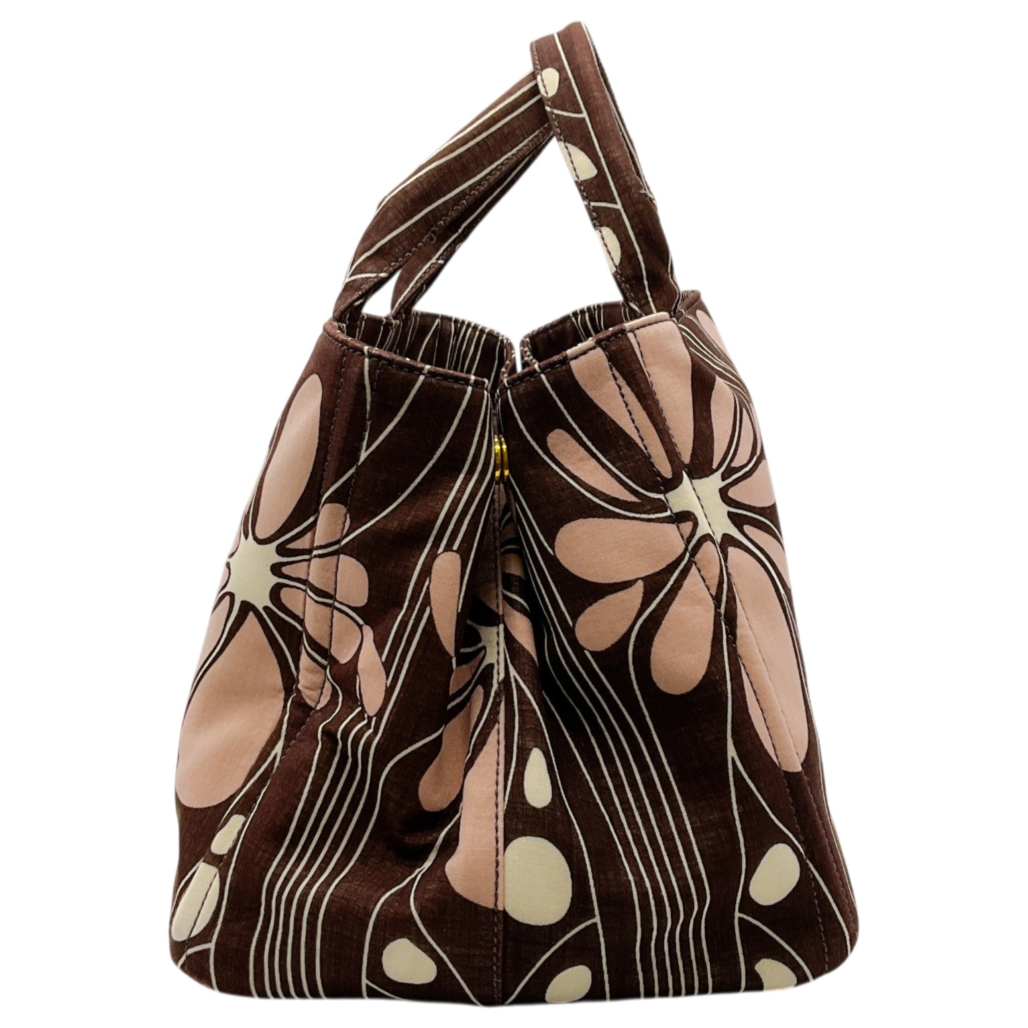Prada Brown / Pink Canvas Tessuto Stampata Tote Bag