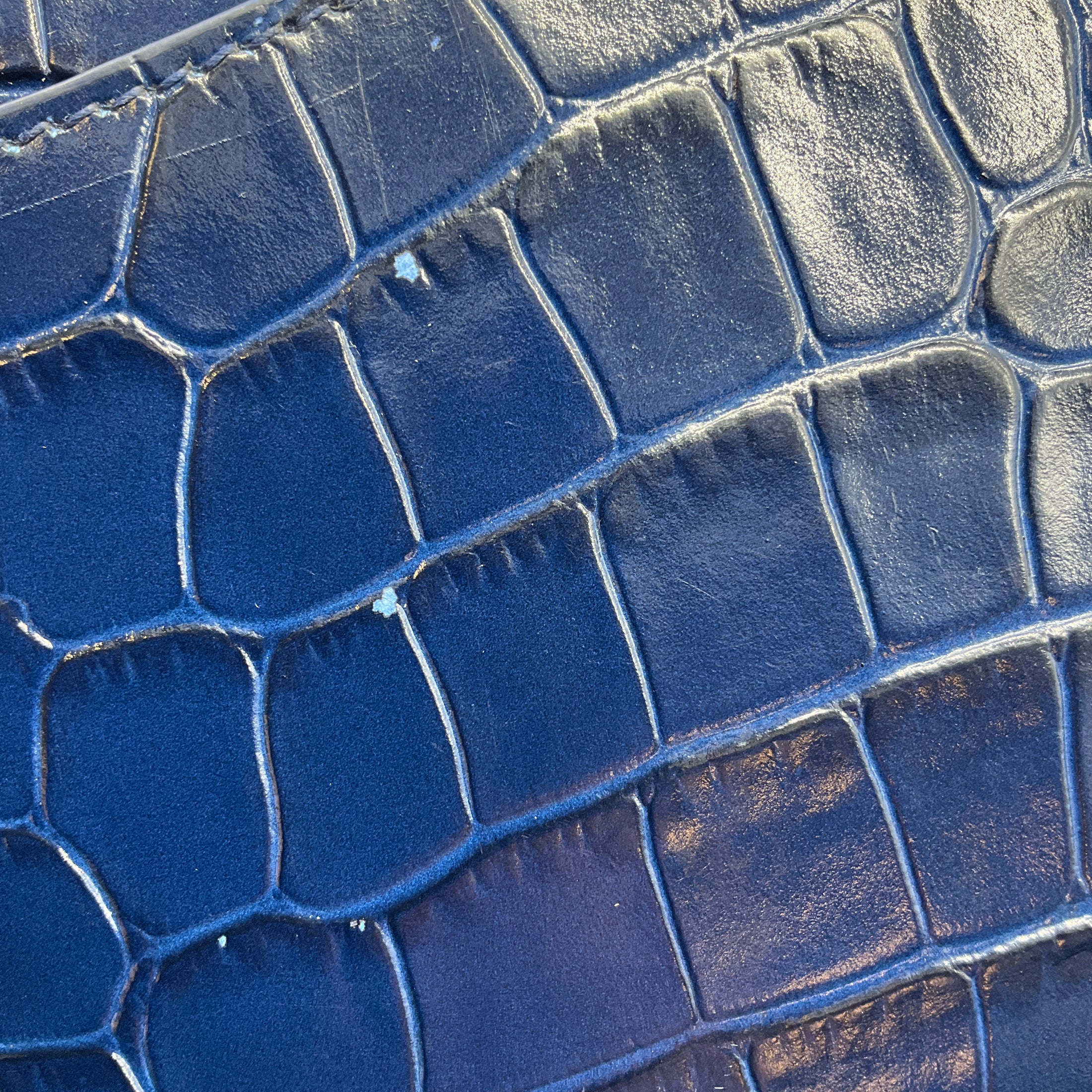 Balenciaga Navy Blue Croc Embossed Small Neo Classic City Satchel