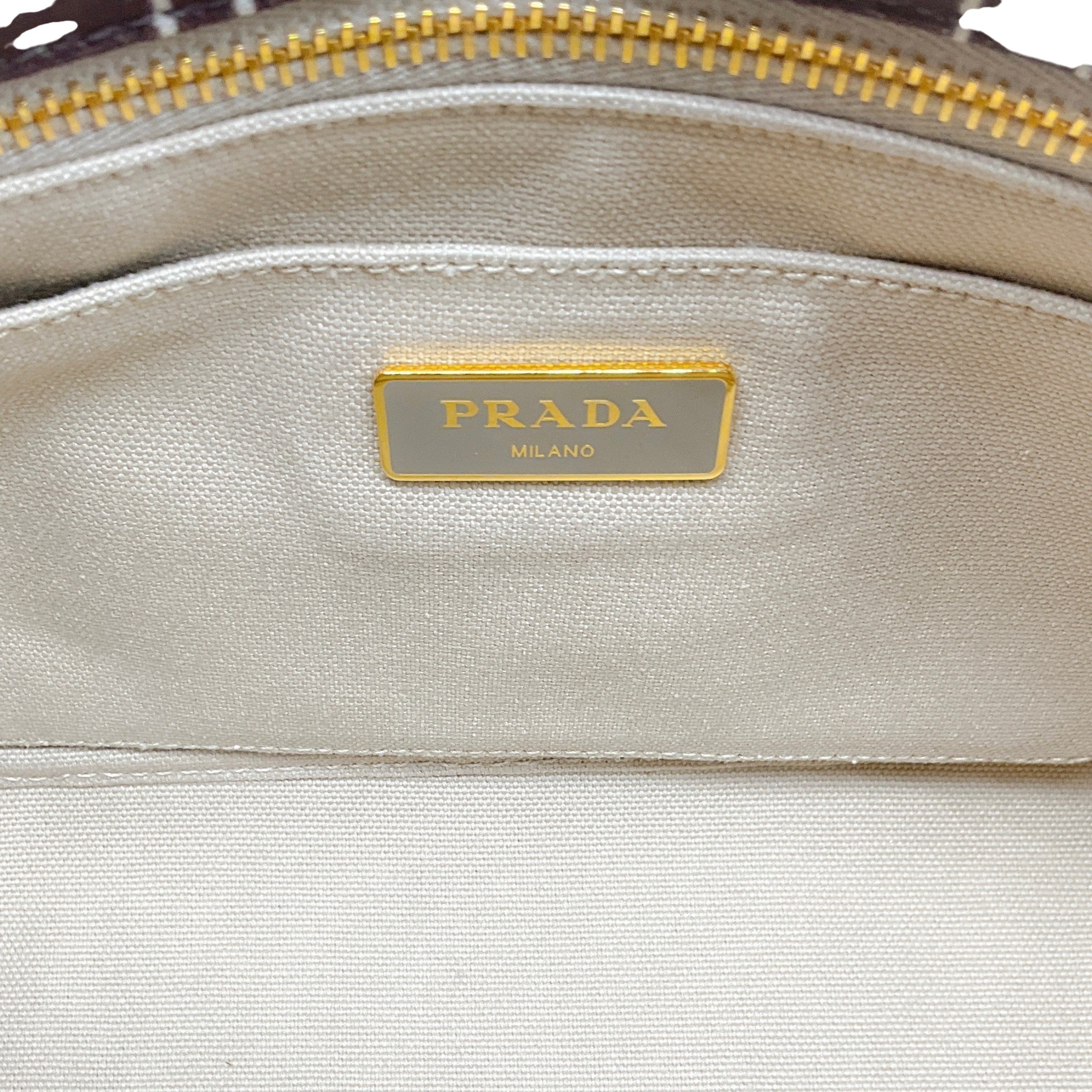 Prada Brown / Pink Canvas Tessuto Stampata Tote Bag
