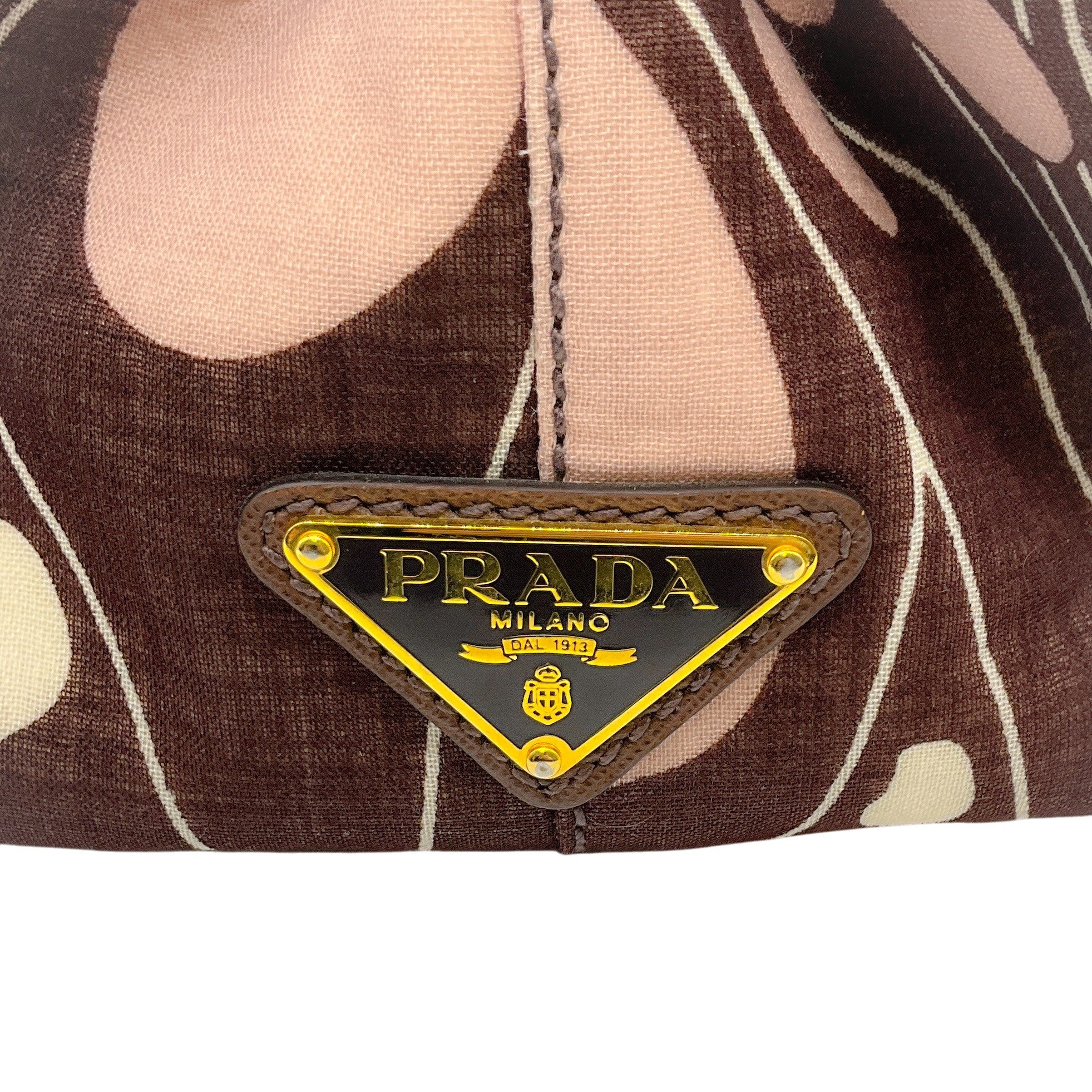 Prada Brown / Pink Canvas Tessuto Stampata Tote Bag